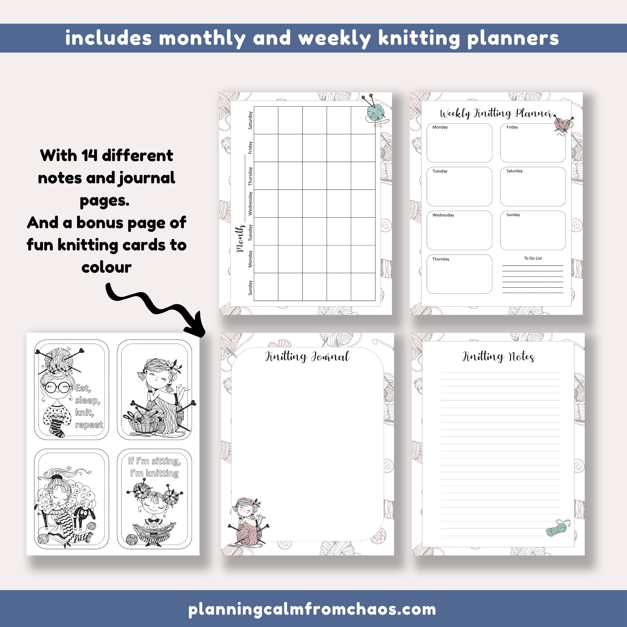 Printable Knitting Journal, Knit Project Records, for Knitters to Organize  Track Inventory, Project, Progress, 12 Pages, Instant Download 