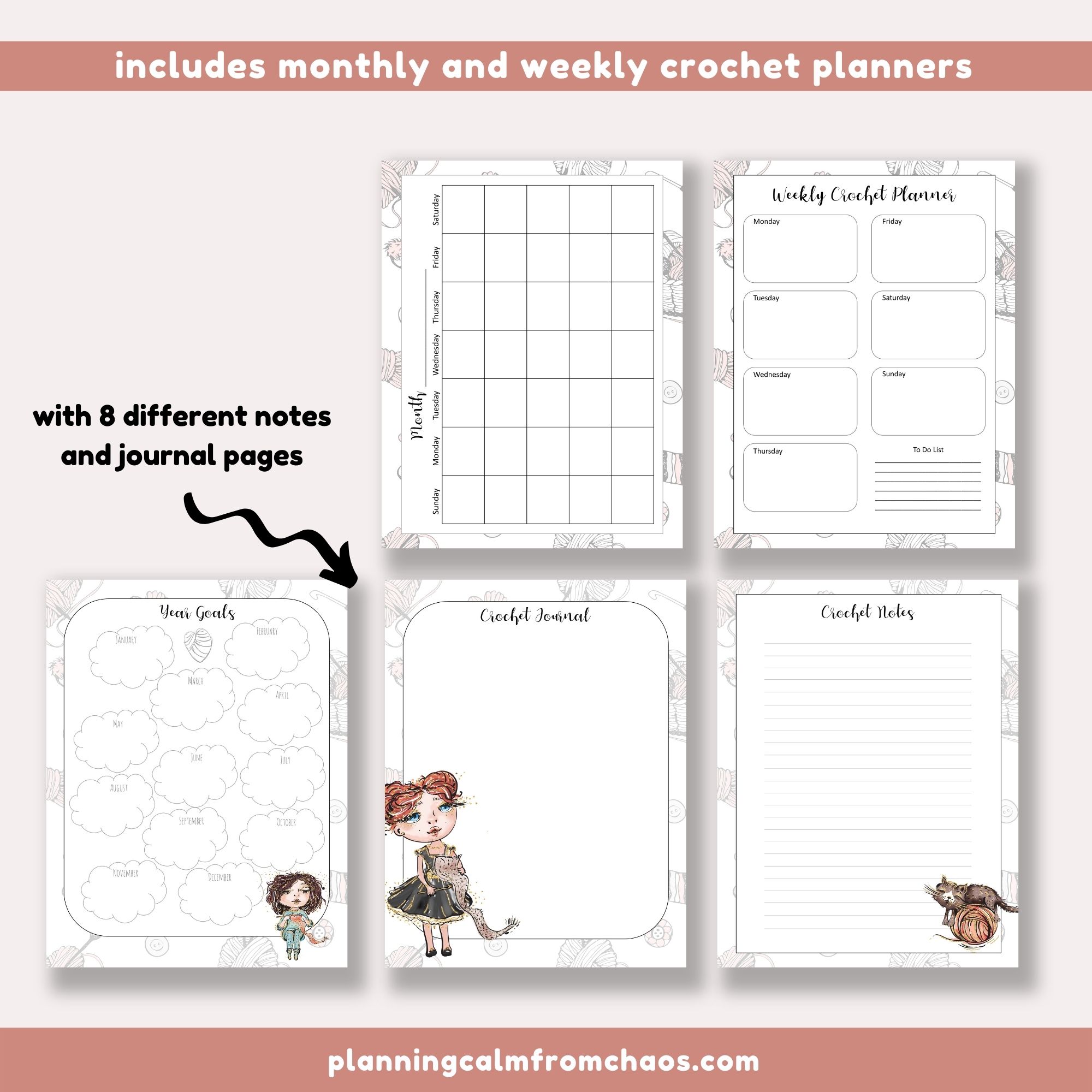 Printable Knitting Journal – 27 page DIGITAL DOWNLOAD – Planning Calm From  Chaos