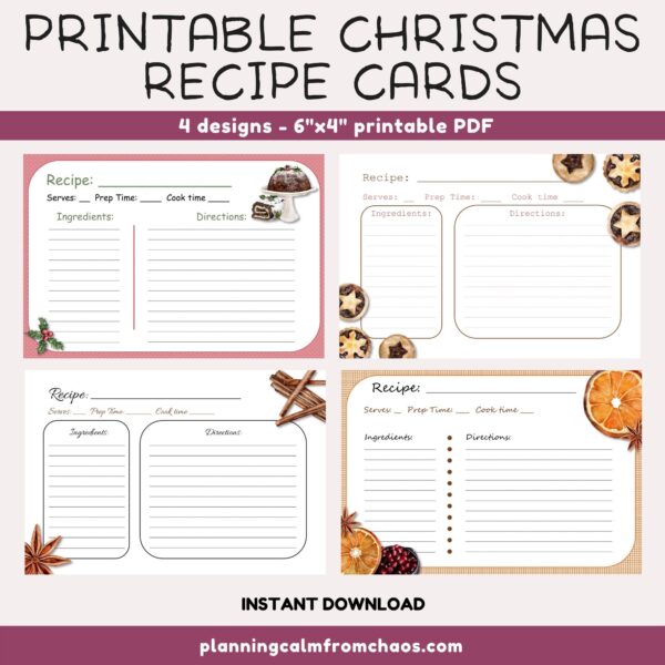 printable Christmas recipe cards